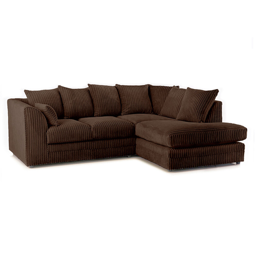 (Chocolate, Right Hand Corner ) Luxor Jumbo Cord 4 Seater Corner Sofa