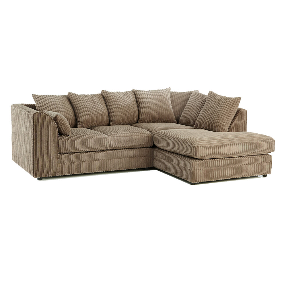 (Coffee, Right Hand Corner ) Luxor Jumbo Cord 4 Seater Corner Sofa