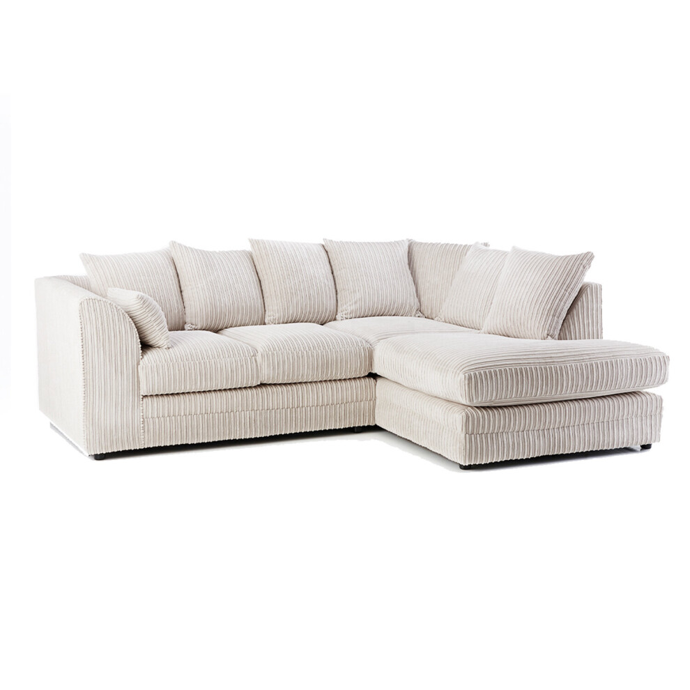 (Cream, Right Hand Corner ) Luxor Jumbo Cord 4 Seater Corner Sofa