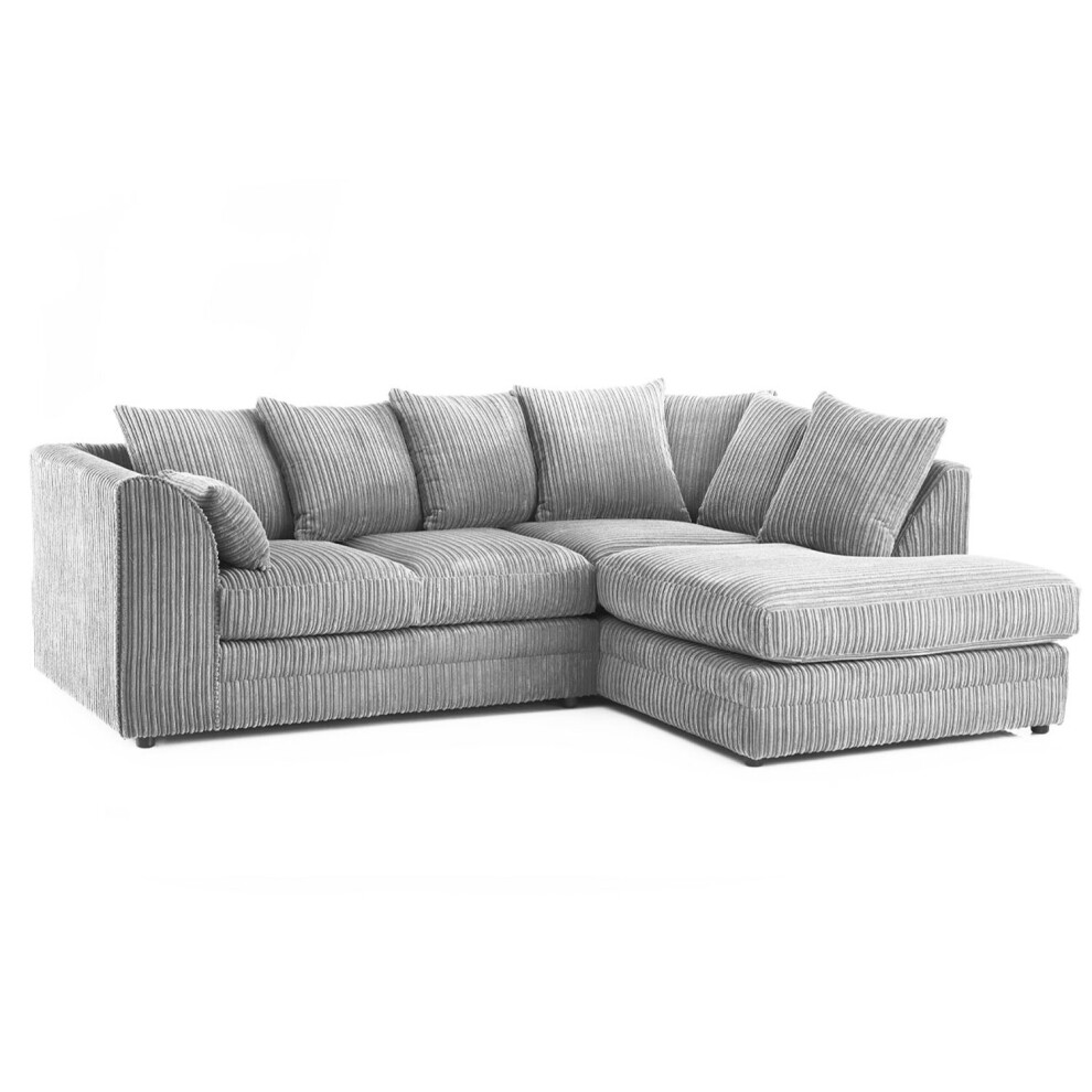 (Silver, Right Hand Corner ) Luxor Jumbo Cord 4 Seater Corner Sofa