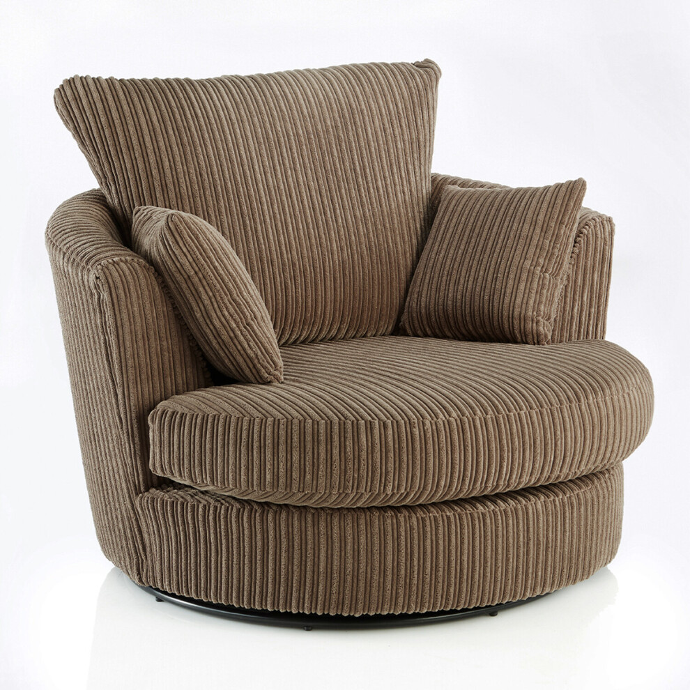 (Coffee, Swivel Chair) Luxor Jumbo Cord 4 Seater Corner Sofa