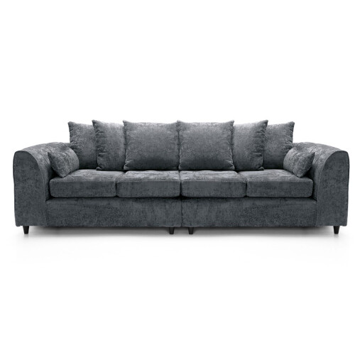 (4 Seater) Monaco Grey Crushed Chenille Sofa Sets
