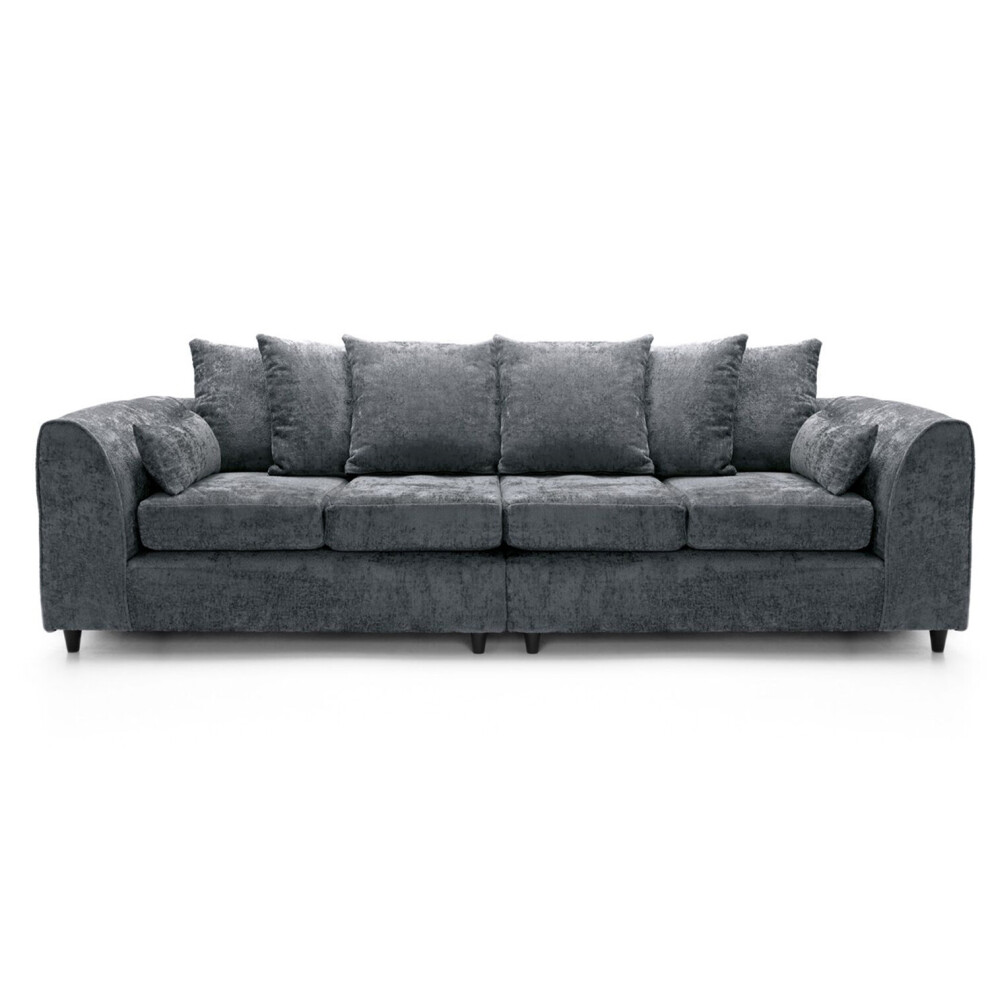 Monaco Grey Crushed Chenille 4 Seater Sofa