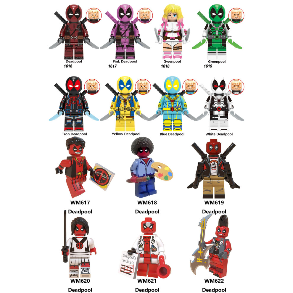 (Deadpool-16PCS-B+C) 22PCS Deadpool Mini Figures Set Children's blocks Fit Lego