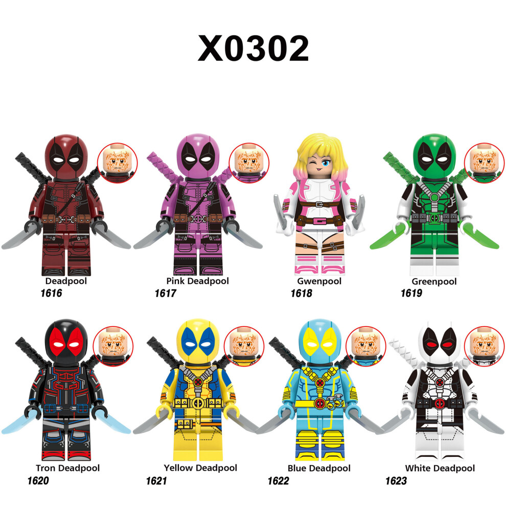 (Deadpool-8PCS-B) 22PCS Deadpool Mini Figures Set Children's blocks Fit Lego