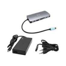 USB Hub - i-Tec - C31NANOVGA77W - Zilver - USB 3.2 Gen 1 - Snelheid 10 Gbit/s