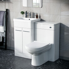 1000mm Gloss White Freestanding Vanity Cabinet with WC Unit & BTW Toilet | Aime