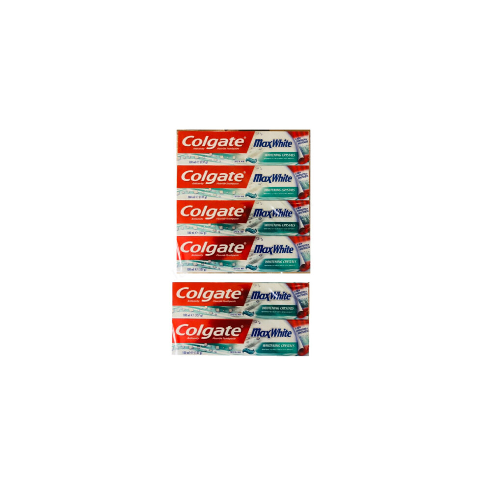 6 x Colgate MaxWhite Whitening Crystals Toothpaste 100ML