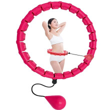 (Pink) 24 Knots Weighted Hula Hoop Adult Smart Hola Thin Waist Fitness Weight Loss