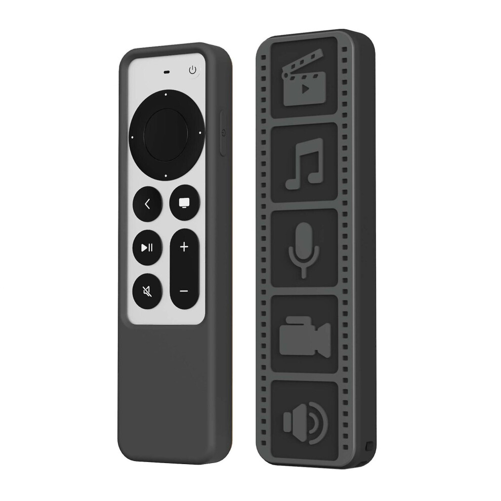 (Black) Remote Control Cover Silicone Shockproof Remote Protective Case For Apple Tv 4k