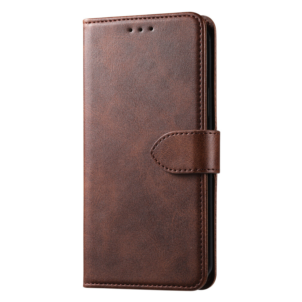 (Brown, iPhone 13) iPhone Case Premium Leather Flip Wallet Style Case