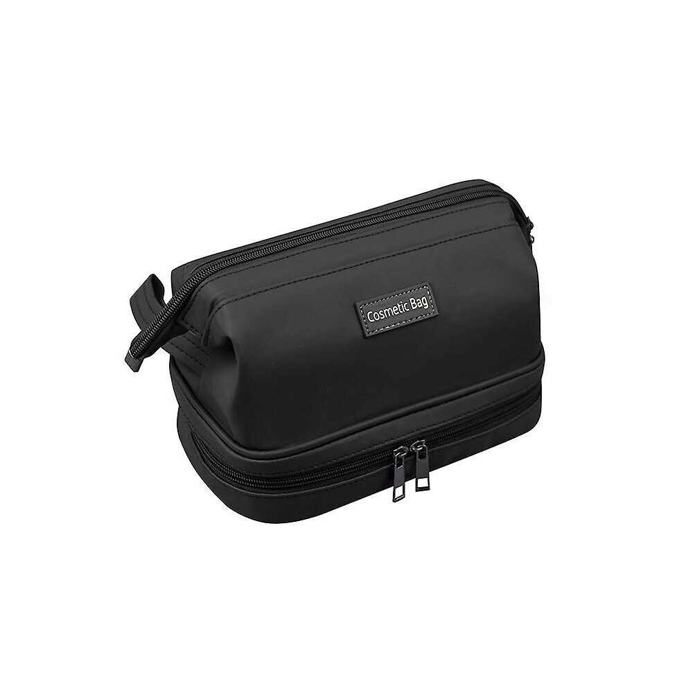 Black (Black) Travel Toiletry Bag Pu Leather Waterproof Cosmetic Bag Dry Wet Separation Pouch
