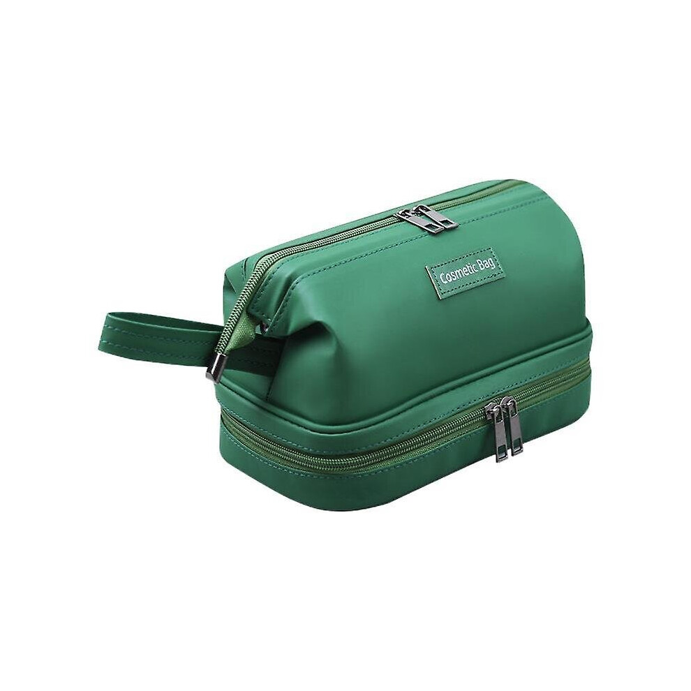 Green (Green) Travel Toiletry Bag Pu Leather Waterproof Cosmetic Bag Dry Wet Separation Pouch