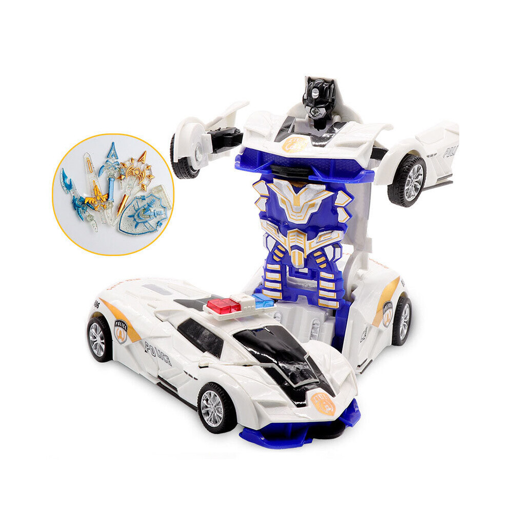 (LB Police car white) Mini 2 In 1 Car Toys One-key Deformation Car Toys Automatic Transformation Robot Model Car Diecasts Toy Boys Gifts Children Toy-image-OPC-PBB6DFS-NEW