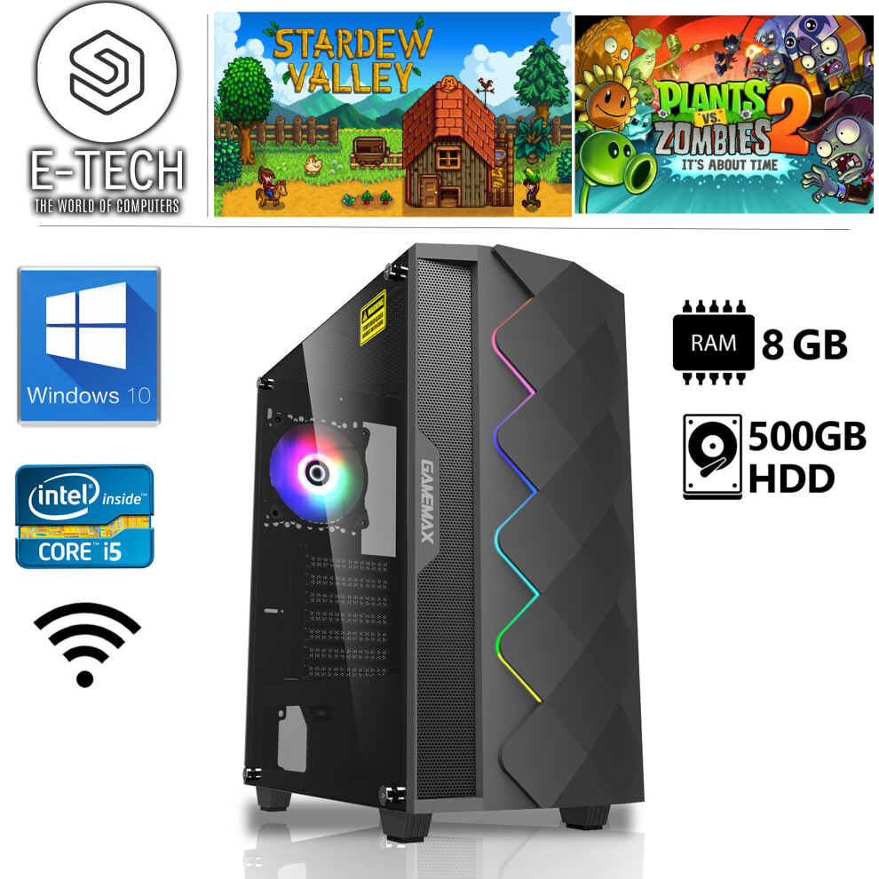 Gaming Pc Computer Intel Quad Core I5 8Gb Ddr3 500Gb Hdd Windows 10 5060936452583