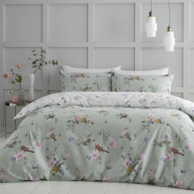 (Green, Double) Catherine Lansfield Songbird Reversible Duvet Cover Set