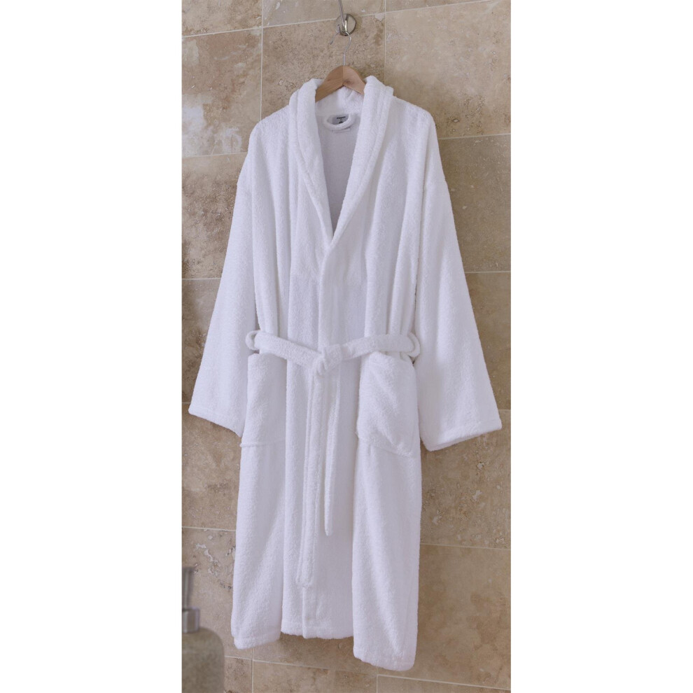 (Terry Towelling) Charlotte Thomas White Bathrobe 100% Cotton 450 GSM 210 GSM Hotel Quality