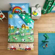 (Double) Catherine Lansfield Farmyard Animal Duvet Cover Set Blue