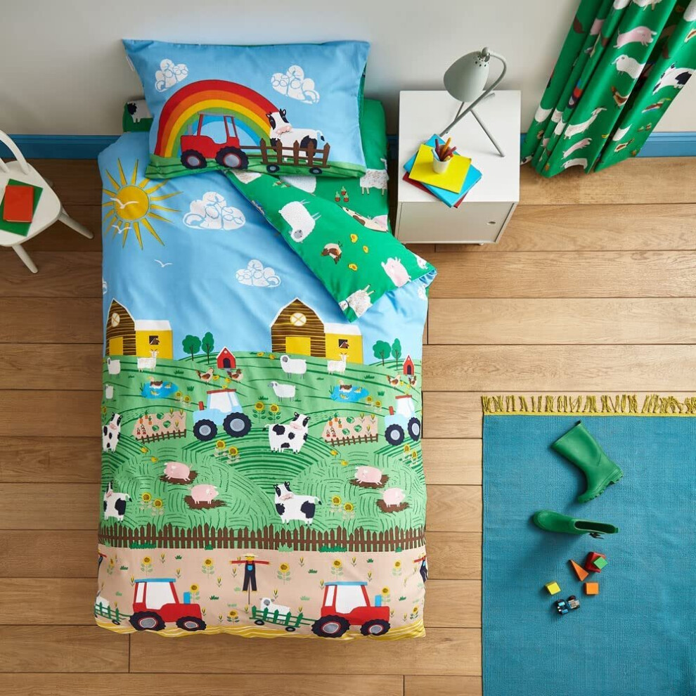 Catherine Lansfield (Double) Farmyard Animal Duvet Cover Set Blue