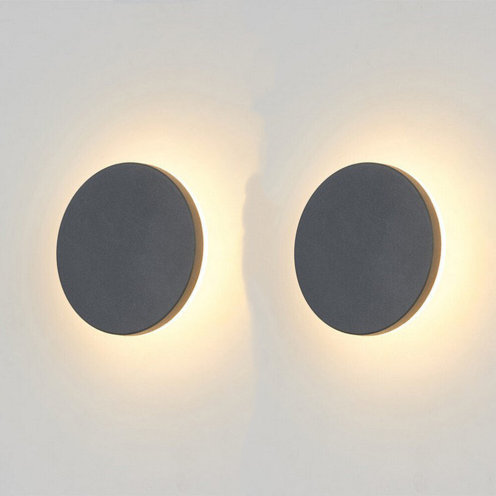 2 Pack Led Wall Lamp Round Modern Wall Light Black Aluminum Acrylic Wall Sconce Warm White for Terrace/Garden/Corridor/Hallway/Porch-image-OPC-PBB6TM8-NEW