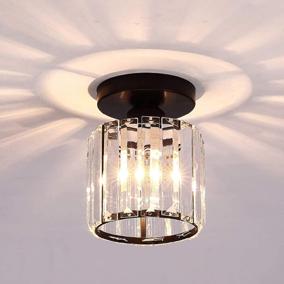 Glass Ceiling Light Crystal Ceiling Lamp Modern Chandelier Black Creative Ceiling Lamp E27 Bulb for Hallway Office Bedroom Kitchen Balcony Living Room