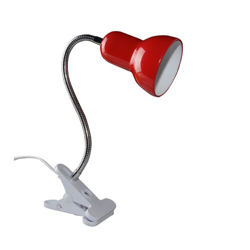 Clip On Headboard Light for Reading, Clamp Table Light for Desk (Red), E27 Led Table Lamp, Clamp Desk Light