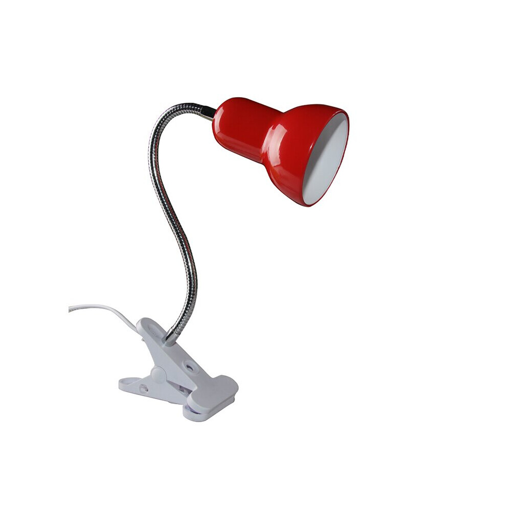 Stoex Clip On Headboard Light For Reading, Clamp Table Light For Desk (Red), E27 Led Table Lamp, Clamp Desk Light