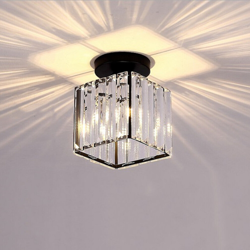 Modern Chandelier Glass Ceiling Light Crystal Ceiling Lamp Creative Ceiling Lamp E27 Bulb for Hallway Office Balcony Bedroom Living Room Kitchen Black