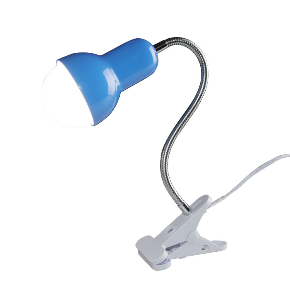 ((Blue)) Clip On Headboard Light for Reading Clamp Table Light for Desk Led E27 Table Lamp Clamp Desk Light (Black)