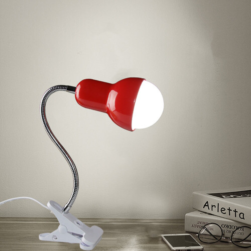 Clip On Headboard Light for Reading, Clamp Table Light for Desk (Red), E27 Led Table Lamp, Clamp Desk Light 2