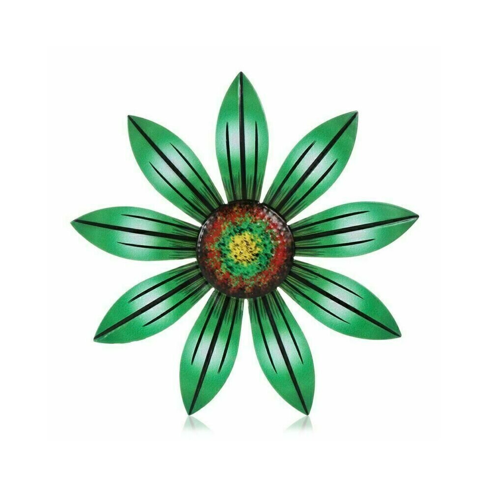 (Green) Metal Flower Wall Art Sculpture Outdoor Hanging Ornament for Garden Home Decor