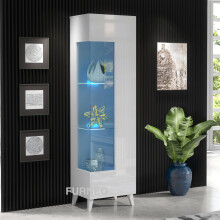 (No LED Lights ) White Display Cabinet High Gloss & Matt Storage Cupboard Azzurro12 LED Lights
