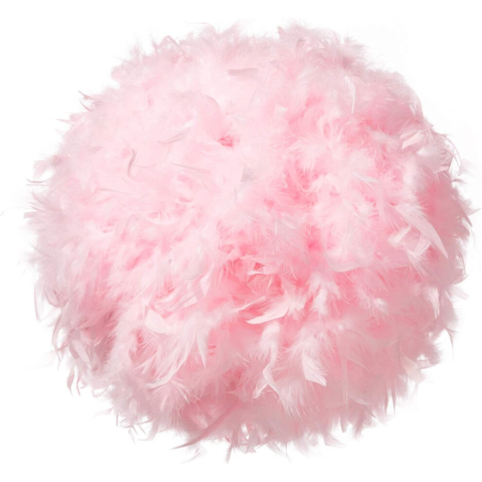 Modern Feather Pendant Light Fluffy Feather Pendant Lamp ,Feather Light Shade ,for Bedroom, Living Room, Wedding (Pink)