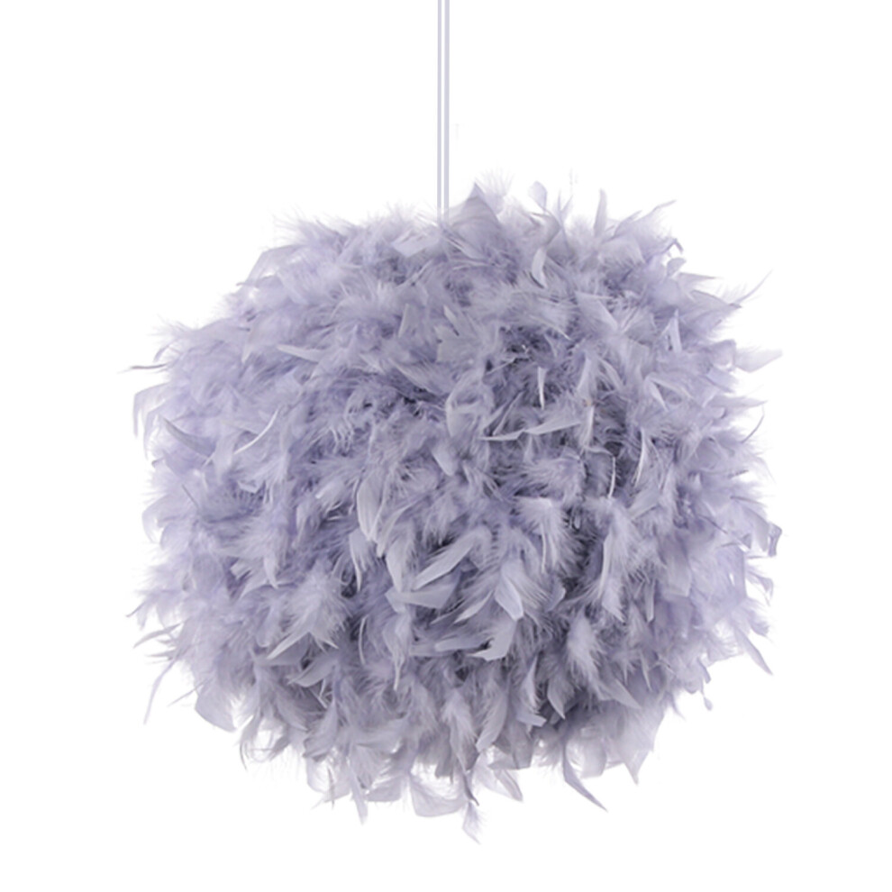 Modern Feather Pendant Light Fluffy Feather Pendant Lamp ,Feather Light Shade ,for Bedroom, Living Room, Wedding (Grey)