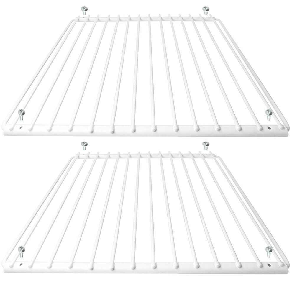 Spares2go Fridge Shelf For Hotpoint Adjustable Plastic Coated Extendable Shelves (Pack Of 2) White