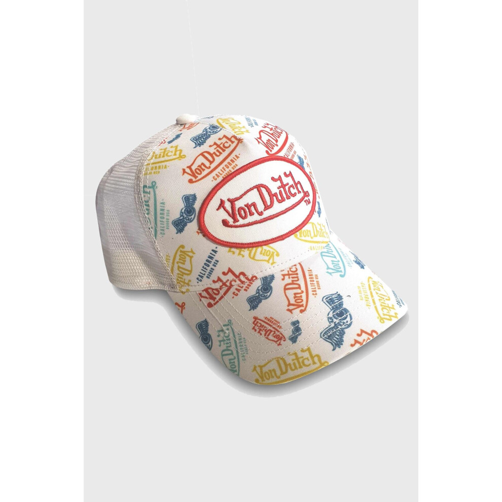 Von Dutch trucker cap all over logo in white One Size