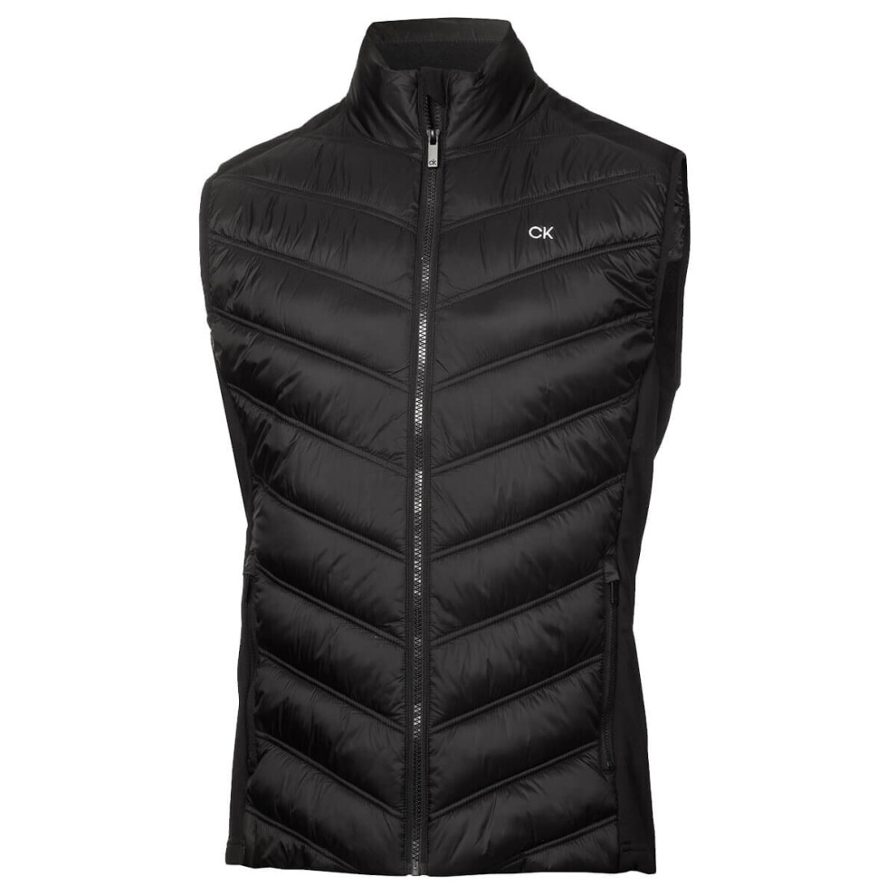 (XL, Black) Calvin Klein Mens Frontera Moisture Wicking Full Zip Hybrid Golf Gilet