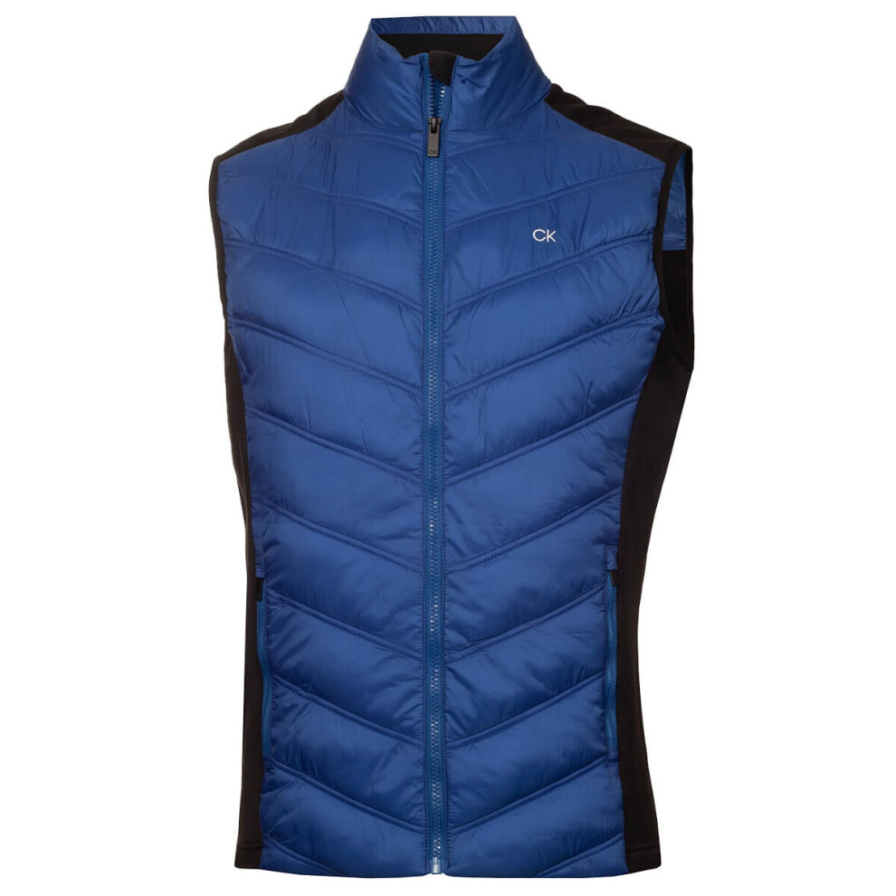Calvin Klein (M, Royal) Mens Frontera Moisture Wicking Full Zip Hybrid Golf Gilet