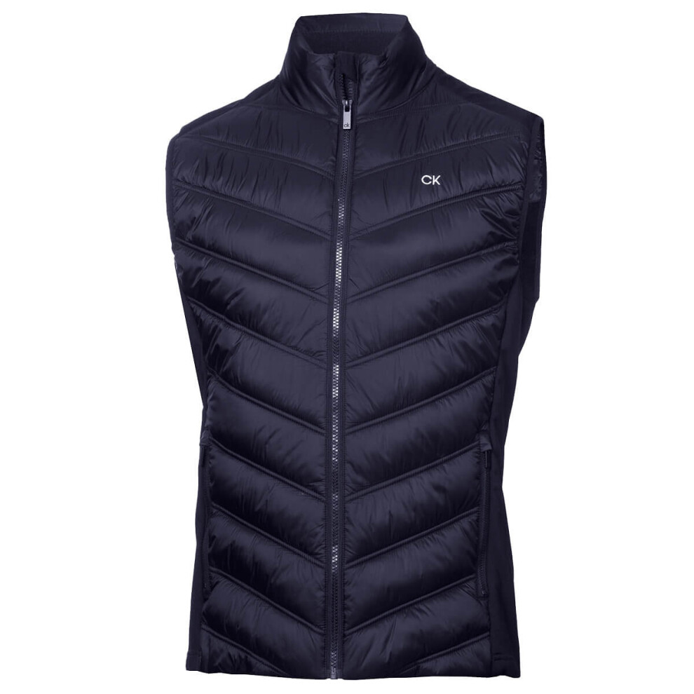 (S, Navy) Calvin Klein Mens Frontera Moisture Wicking Full Zip Hybrid Golf Gilet