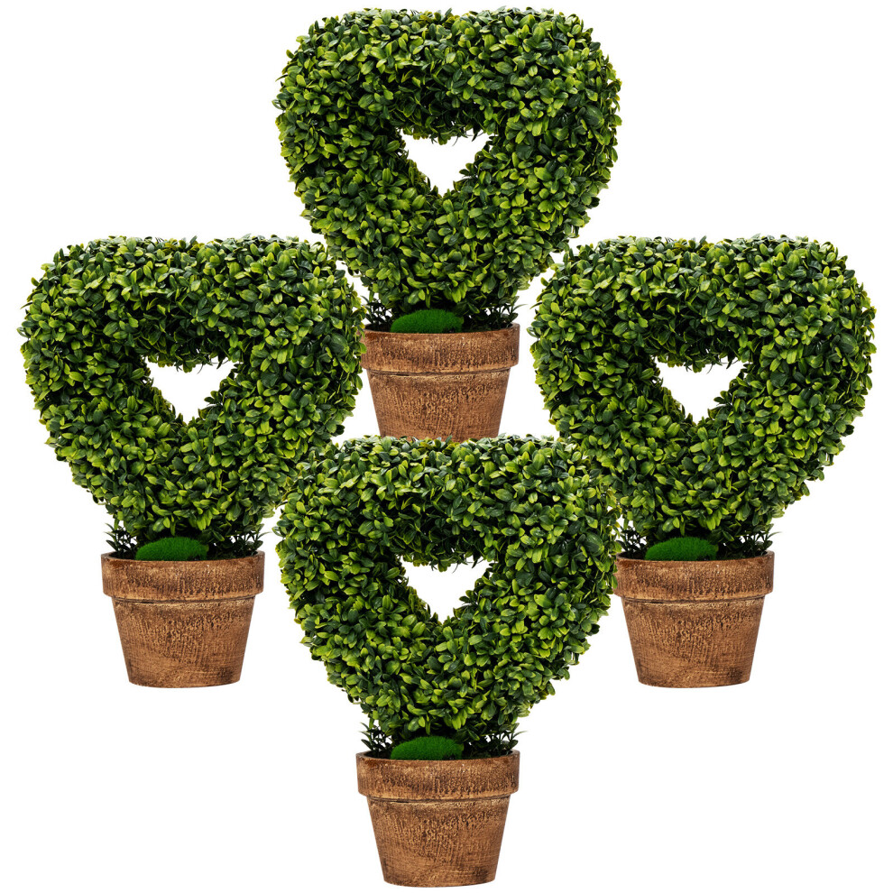 4 Pack Heart-Shape Artificial Plants Small Faux Greenery Fake Plants