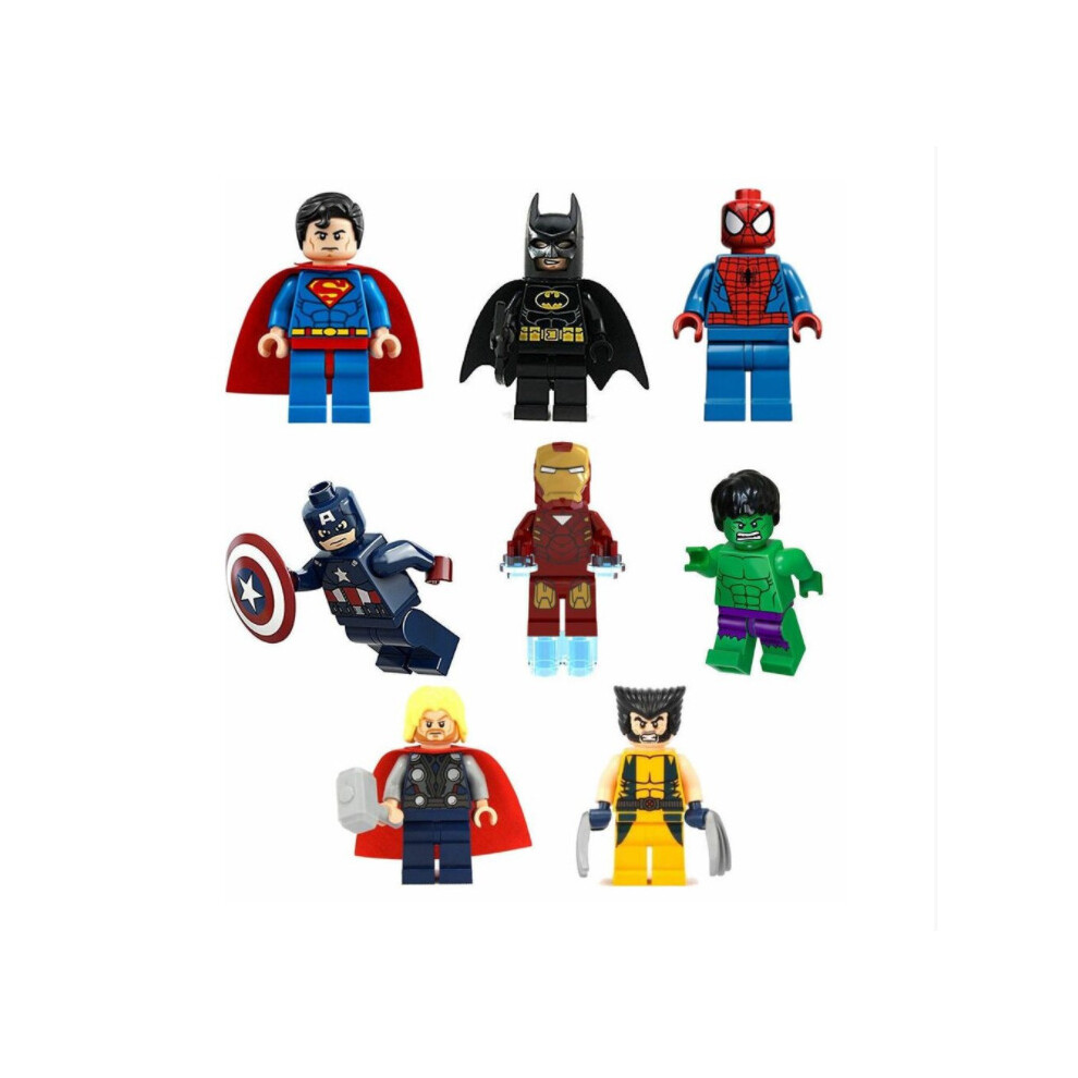 8Pcs Marvel Avengers Super Hero Comic Mini Figures Dc Minifigure Gift Fits