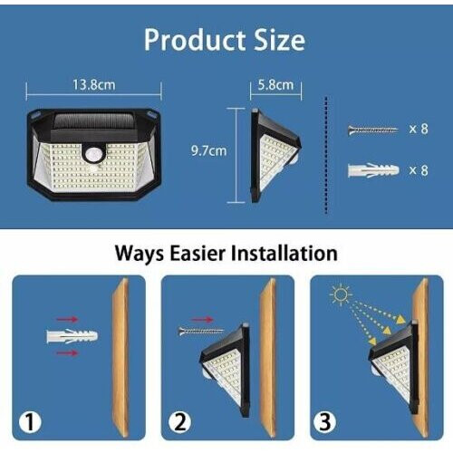 2PCS Brightbeam PIR Solar Security Motion Sensor Wall Light 2