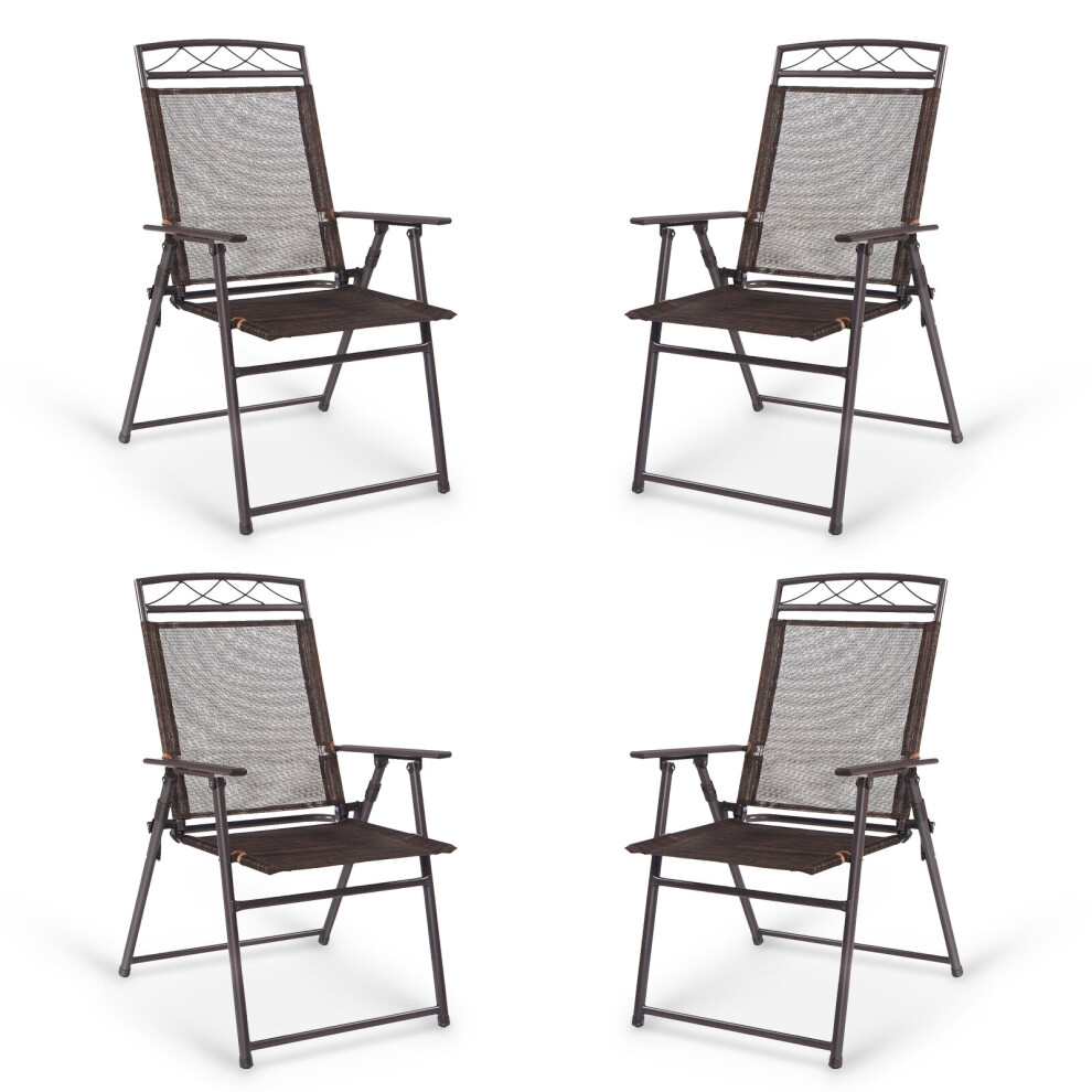 Set of 4 Folding Chairs Portable Metal Chairs Lightweight Sling Chairs