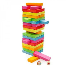 Wooden Blocks 54pcs Wood Rainbow Jenga Game Wooden Toys Blocks