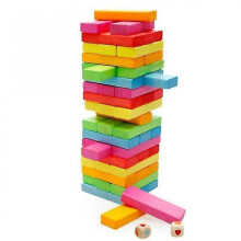 New 54pcs Wood Rainbow High Stacks Domino Toy Board Game Jenga Wooden Toys Domino Blocks Have