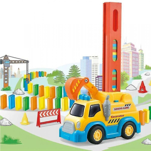 Wooden Blocks Domino Game Toy Automatic Engineering Vehicle 1