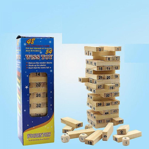 Wood Block Stacking Game, Stacking Height, Number Match Playset