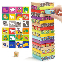 Colored Stacking Game Wooden Building Blockstower Board Games