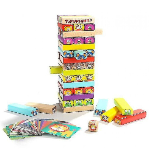 Colored Stacking Game Wooden Building Blockstower Board Games 2