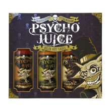 Psycho Juice Gift Set Hot Ghost Pepper Sauces Roasted Garlic, Chipotle & Mustard